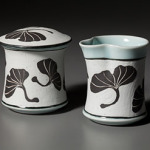 Gingko Sugar and Creamer by Chapel Hill, NC-based potter, Deborah Harris